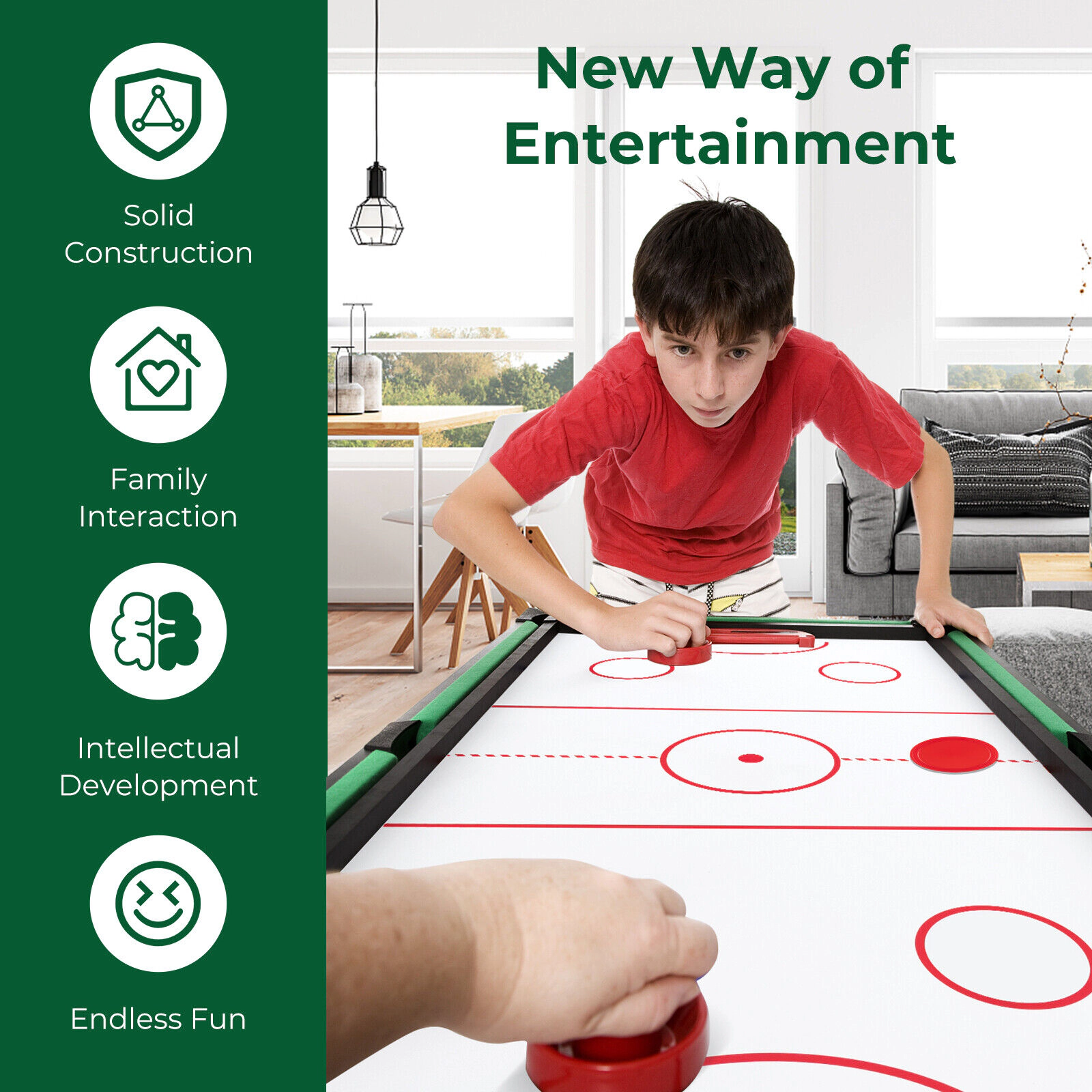 SUGIFT Black 4-in-1 Multi Game Table with Pool Foosball and Hockey Surfaces 49-in W 38-in D 32.5-in H