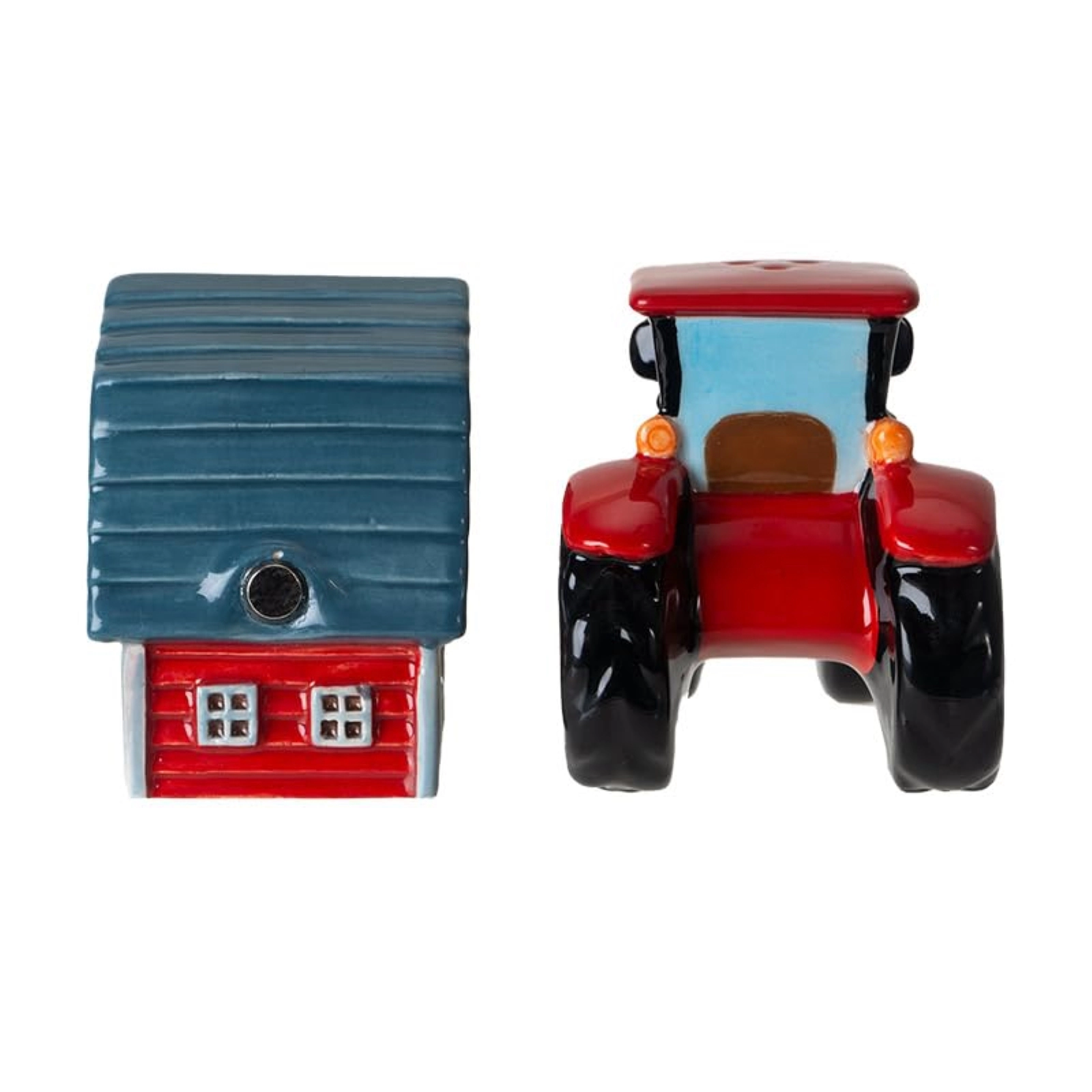 Pacific Giftware Red Tractor and Barn Country Kitchen Ceramic Magnetic Salt and Pepper Shaker Set