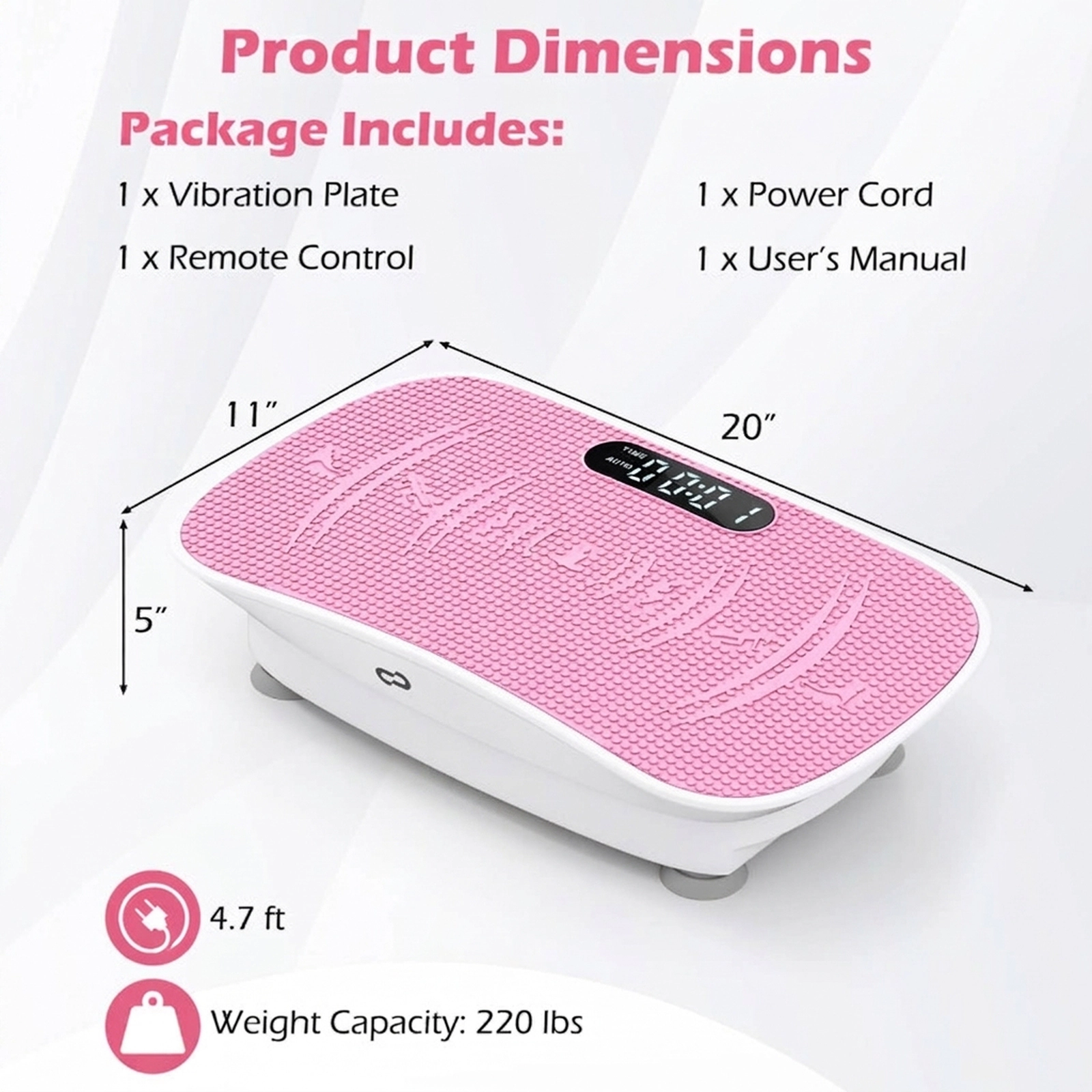SUGIFT White 220-lb Capacity 10-Speed Lymphatic Drainage Vibration Plate Exercise Machine with Remote