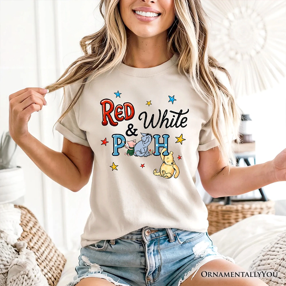 OrnamentallyYou Womens Red White & Proud" Patriotic 4th Of July Winnie-The-Pooh T-Shirt