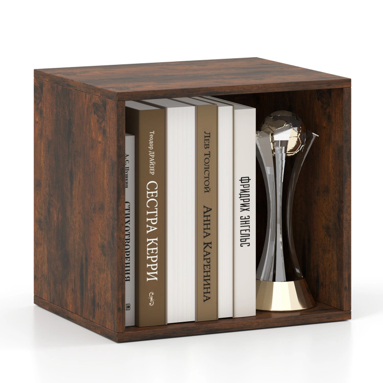 Hivvago Cube Storage Organizer Stackable Open Book Shelf Wooden Display Shelving Unit