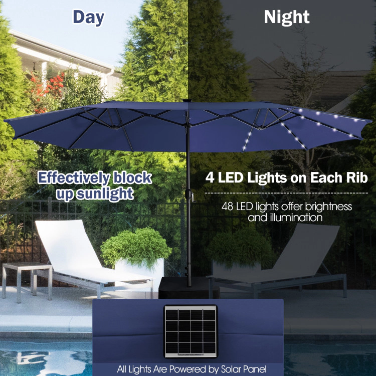 Hivvago 11 Pieces Patio Dining Set With 15 Feet Double-Sided Umbrella Base Included