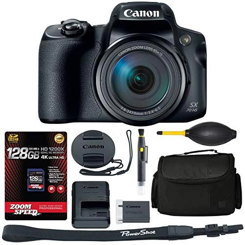 Canon PowerShot SX70 HS Digital Camera (3071C001) + 128GB 4K AOM Pro Kit: