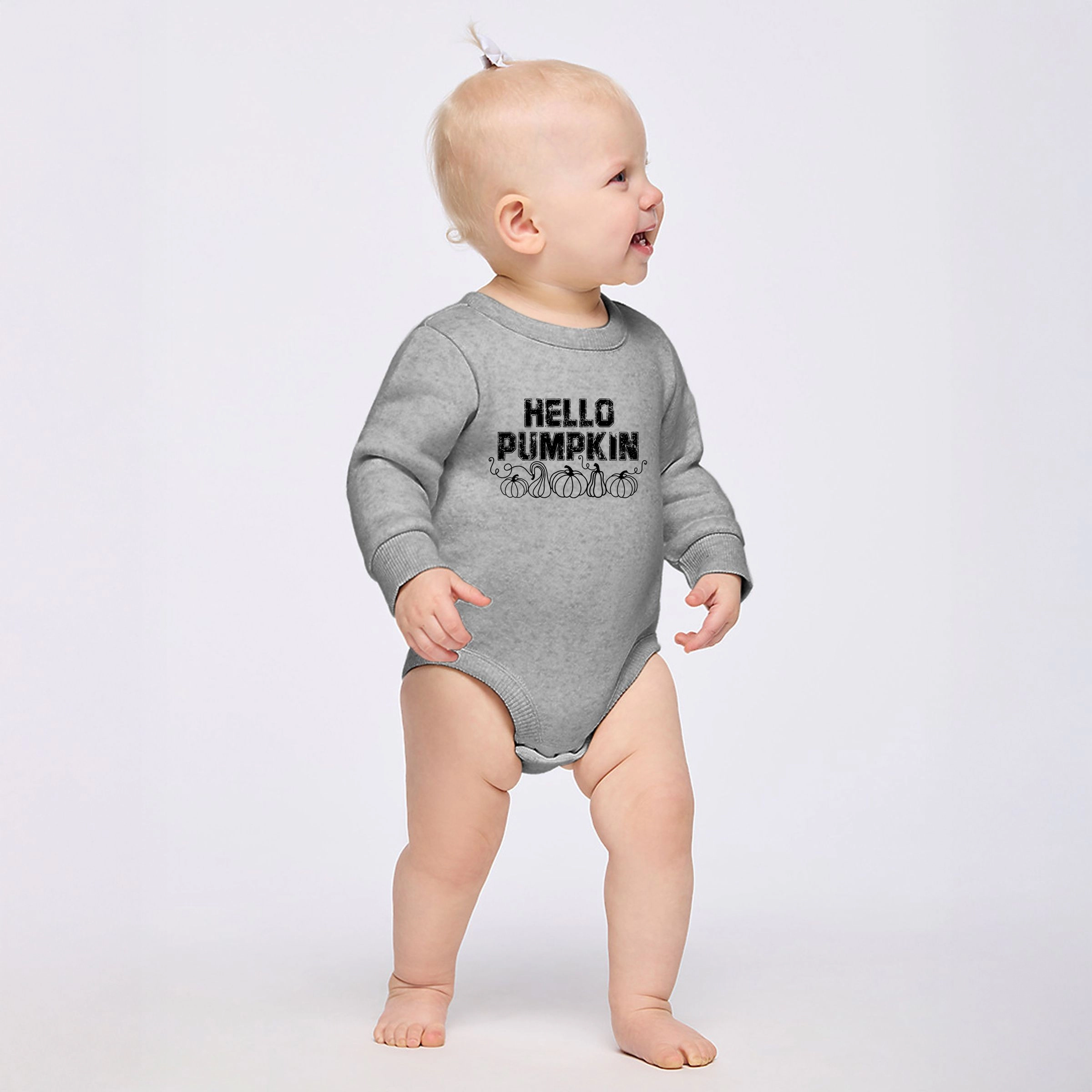 The Juniper Shop - Infant Fleece BodySuit Hello Pumpkin Distressed