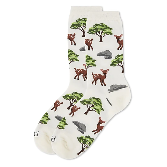 MeMoi Oh Deer Bamboo Blend Crew Socks