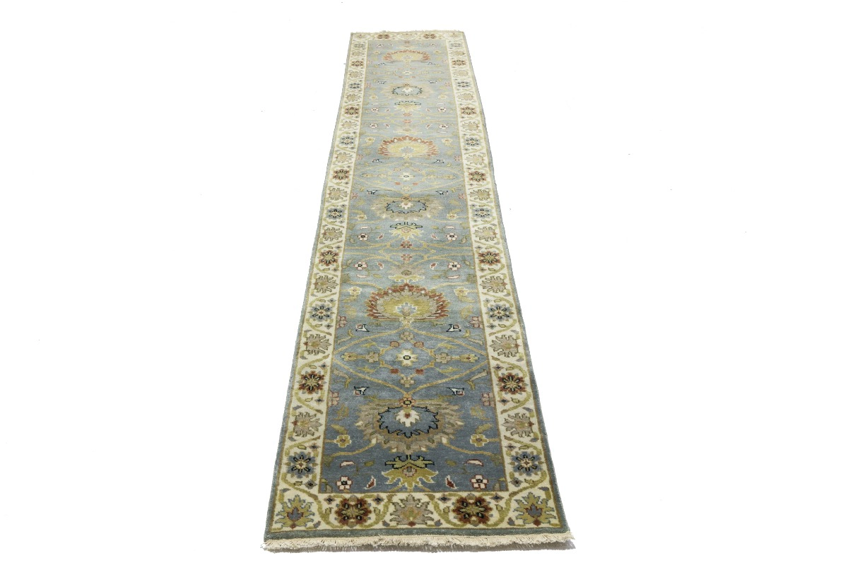 Magic Rugs Blue-gray Floral Osh Chobi 2'5X12 Peshawar Oriental Runner Rug