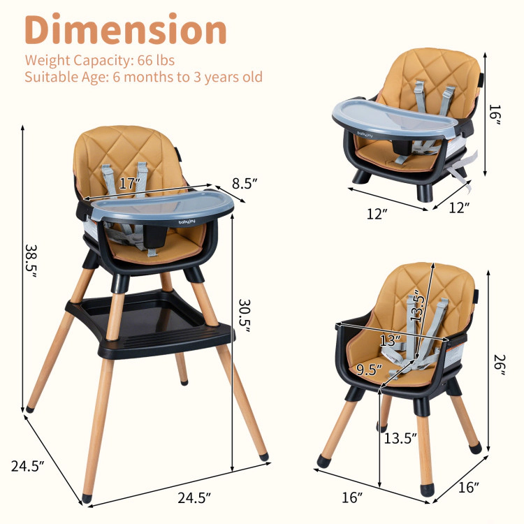 Hivvago 9-in-1 Convertible High Chair for Babies and Toddlers with Seat Cushion