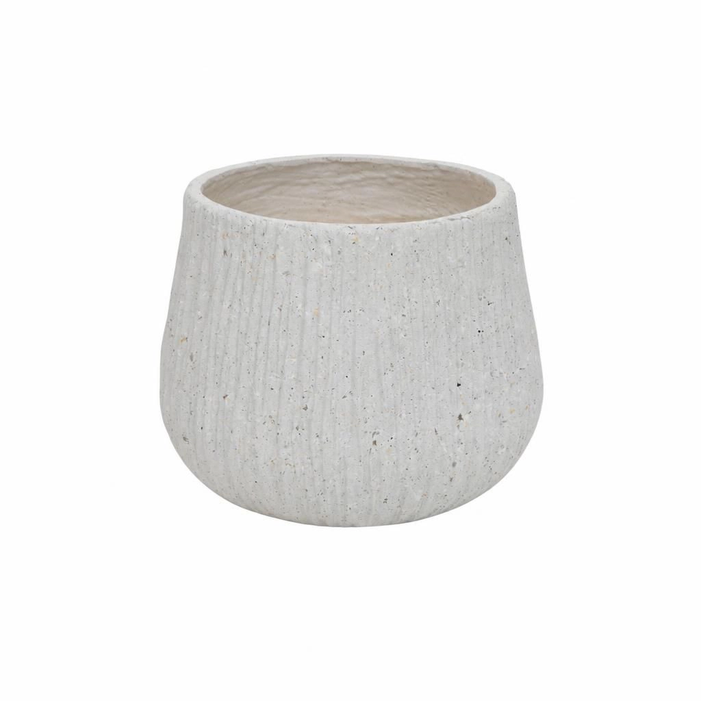 WOW PIONEER Sturdy Round Magnesium Oxide Planter for Patio Balcony Yard Entryway Indoor Outdoor