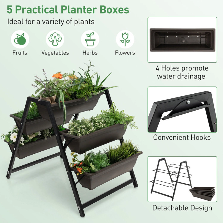 Hivvago 3-Tier Vertical Raised Garden Bed with 5 Plant Boxes