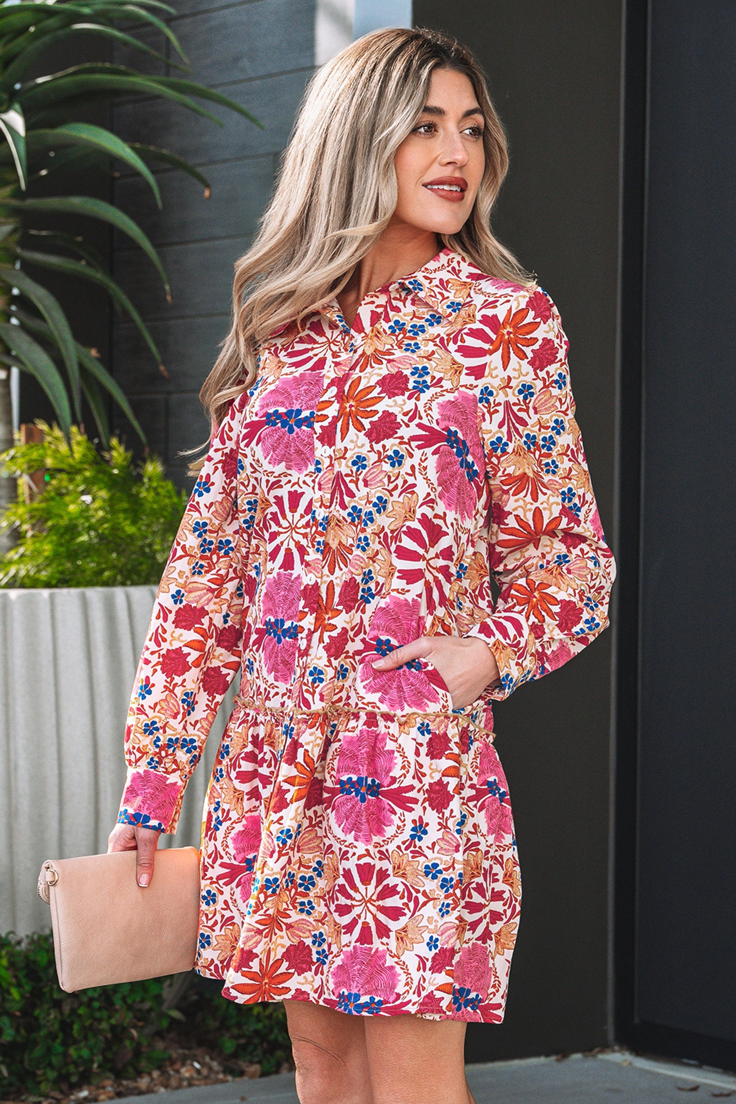 Threaded Pear Women's Analia Long Sleeve Mini Dress