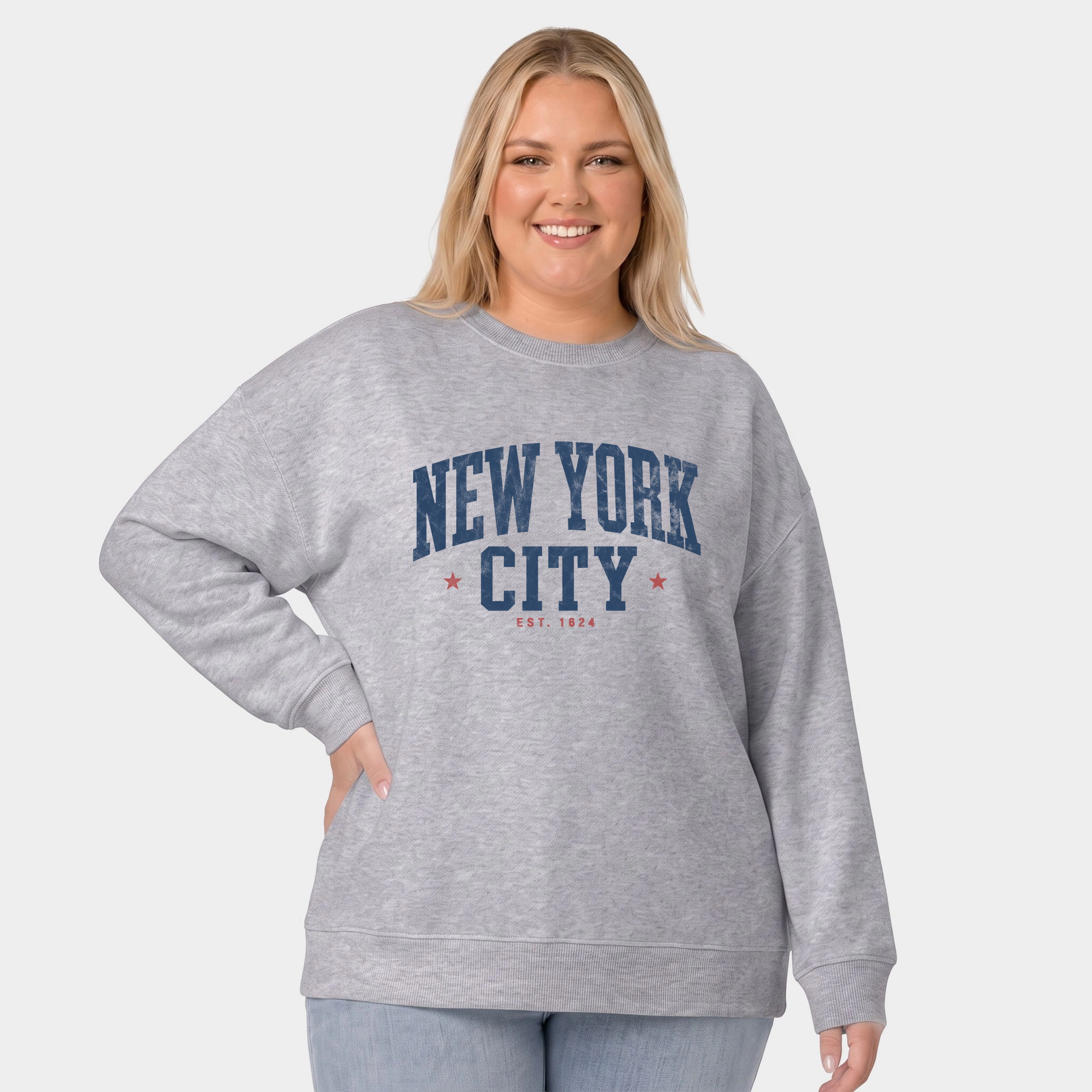 Simply Sage Market - Women's Plus Sized Graphic Sweatshirt New York City Varsity Stars