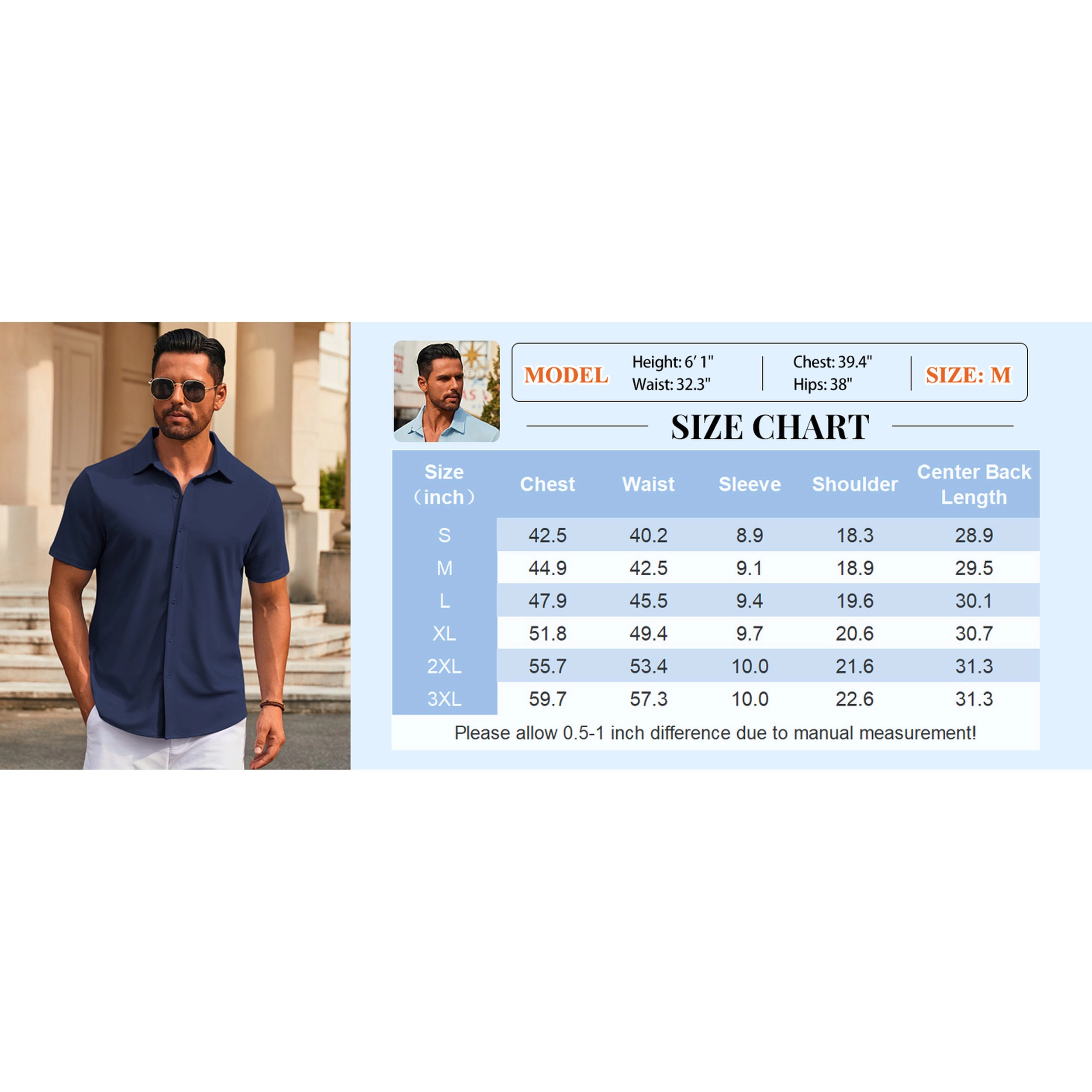 COOFANDY Men's Regular Fit Short Sleeve Button Front Shirt