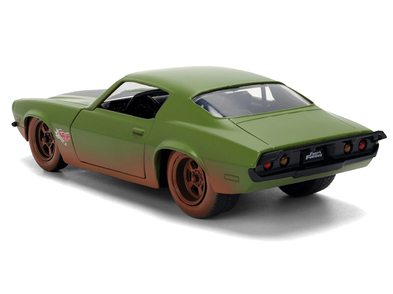Jada Dom's 1973 Chevrolet Camaro "F-Bomb" Matt Green (Dirty Version) with Black Hood Stripe "Fast & Furious"