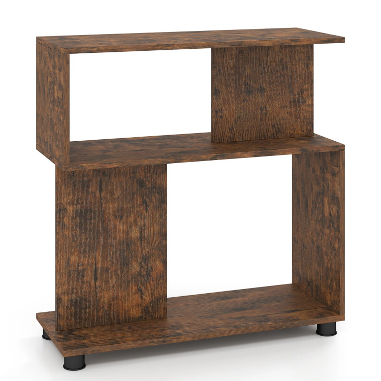 Hivvago 3-Tier Modern S-shaped Bookshelf with Adjustable Feet