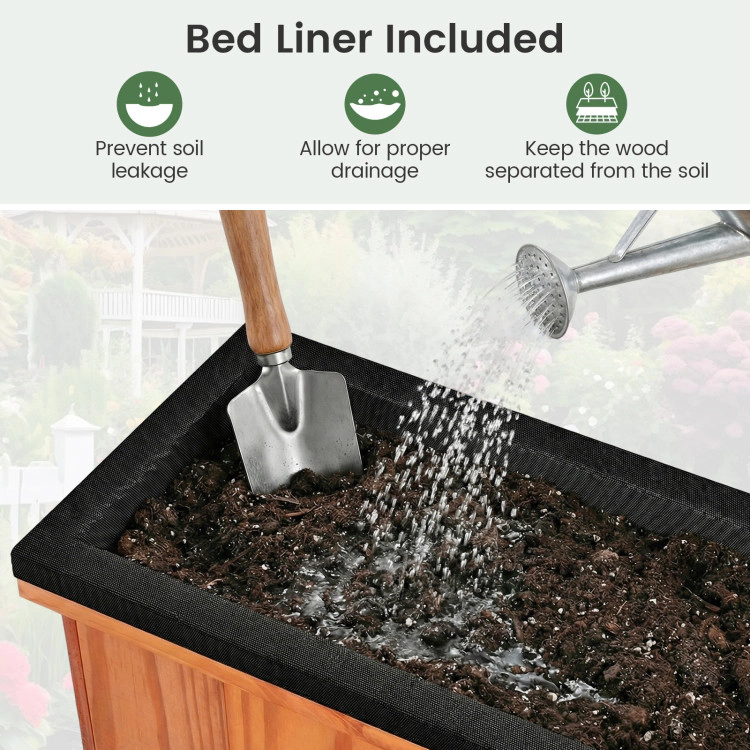 Hivvago Wooden Raised Garden Bed with Drainage Holes and Liner Solid Fir Wood Planter Box