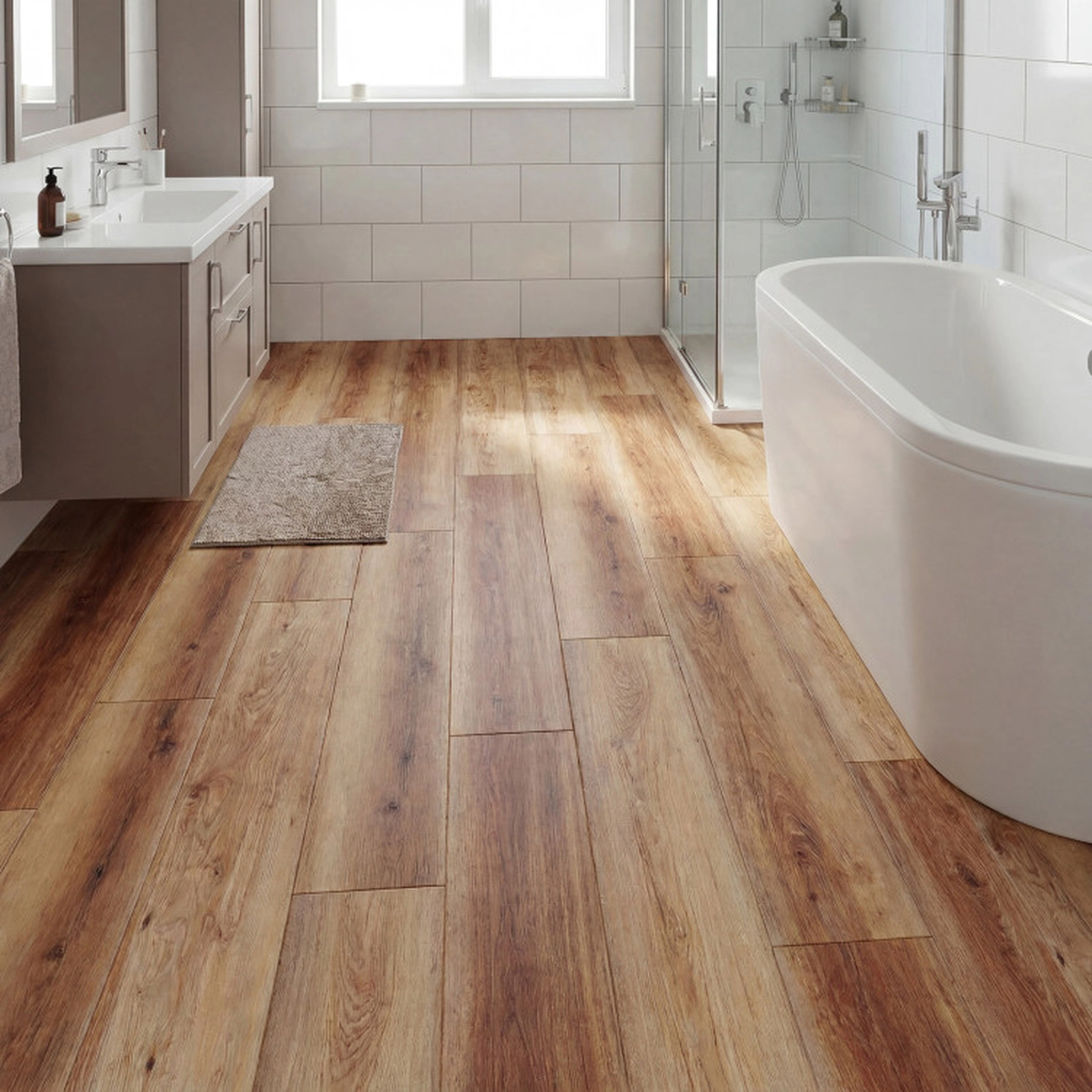 SUGIFT Rustic Brown Set of 2 Boxes 36-in Waterproof 3D Wood Grain Vinyl Plank Floor Tiles 72-sq ft