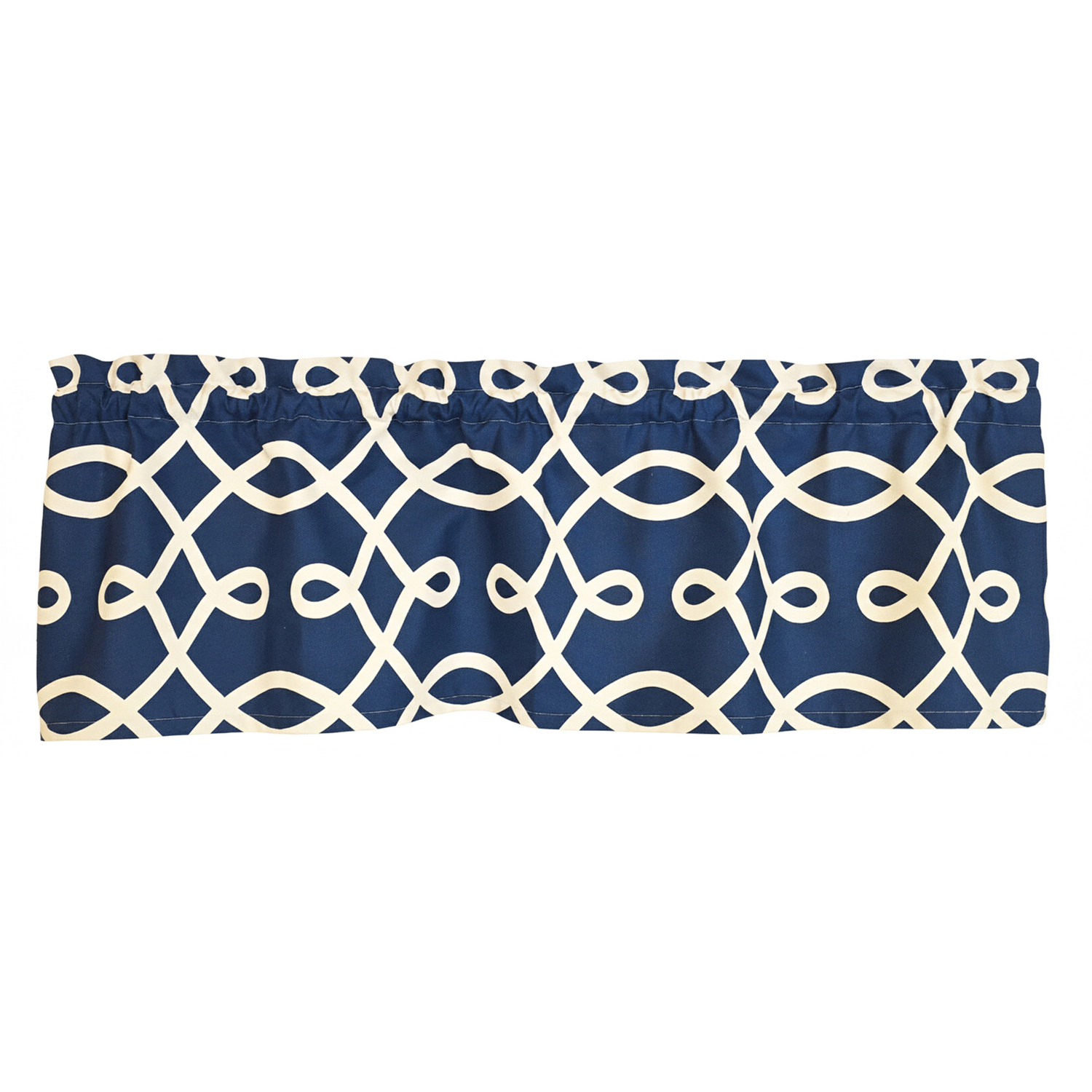 RLF Home 100% Cotton High Quality Oblique Tailored Window Valance with 1.5" Rod Pocket 50" W X 12" L Navy