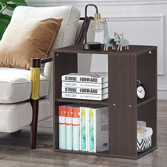 LJG 2-Tier Side End Table with Storage Shelves