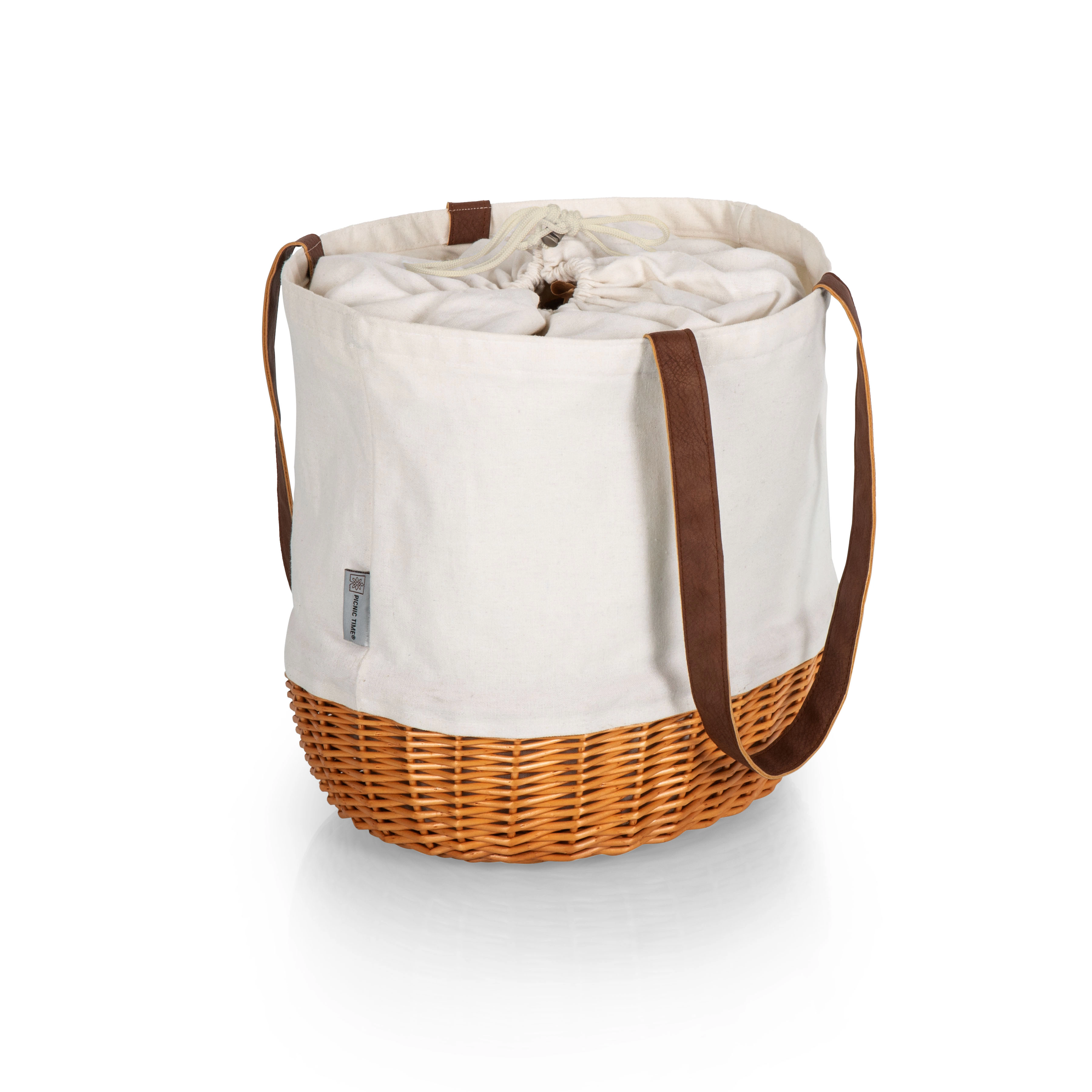 PICNIC TIME Coronado Canvas and Willow Basket Tote