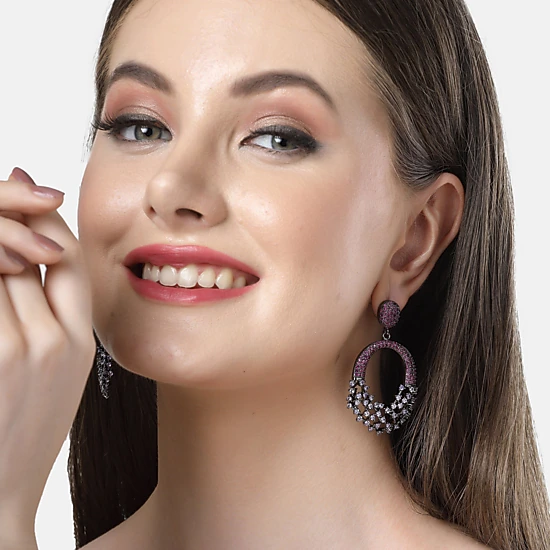 AGP PARIS Womens Diva Sparkling Red Hollow-Out Zirconia Drop Earrings