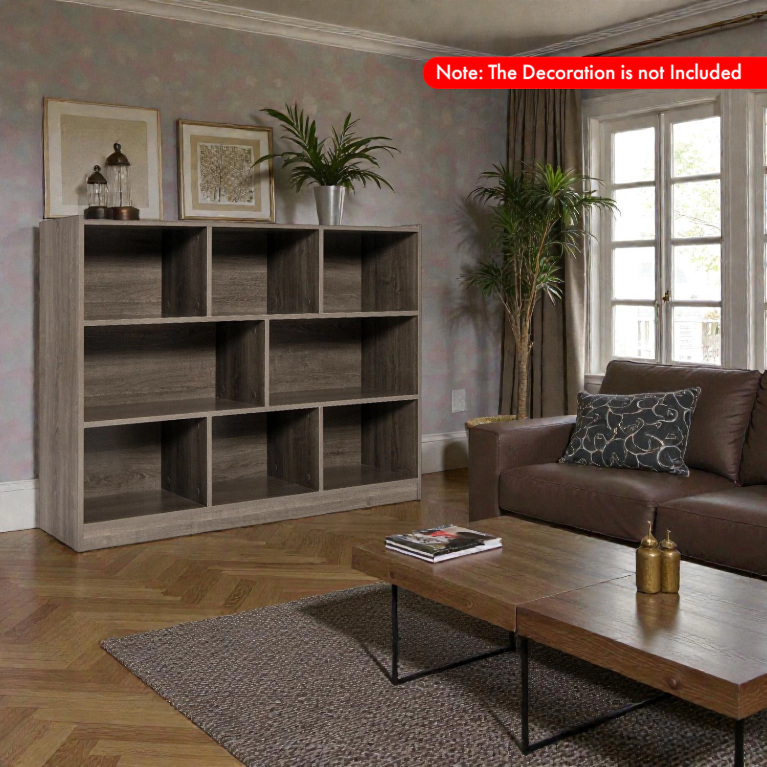 Hivvago Modern 8-Cube Organizer Shelf – 3-Tier Open Bookcase for Living Room