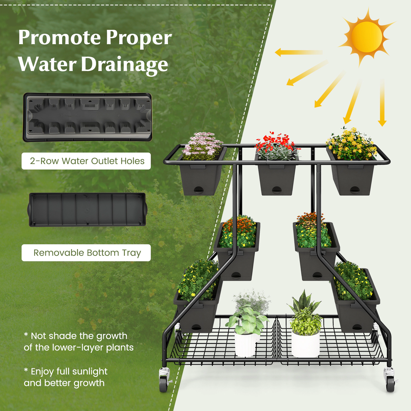Hivvago Vertical Garden Bed with Planter Boxes and Baskets