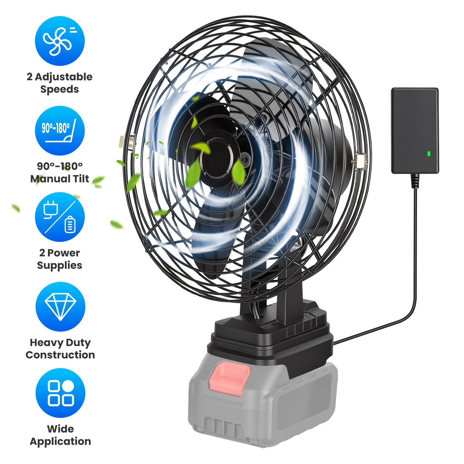 IMounTEK Unisex 2-Speed Cordless Portable Jobsite Fan