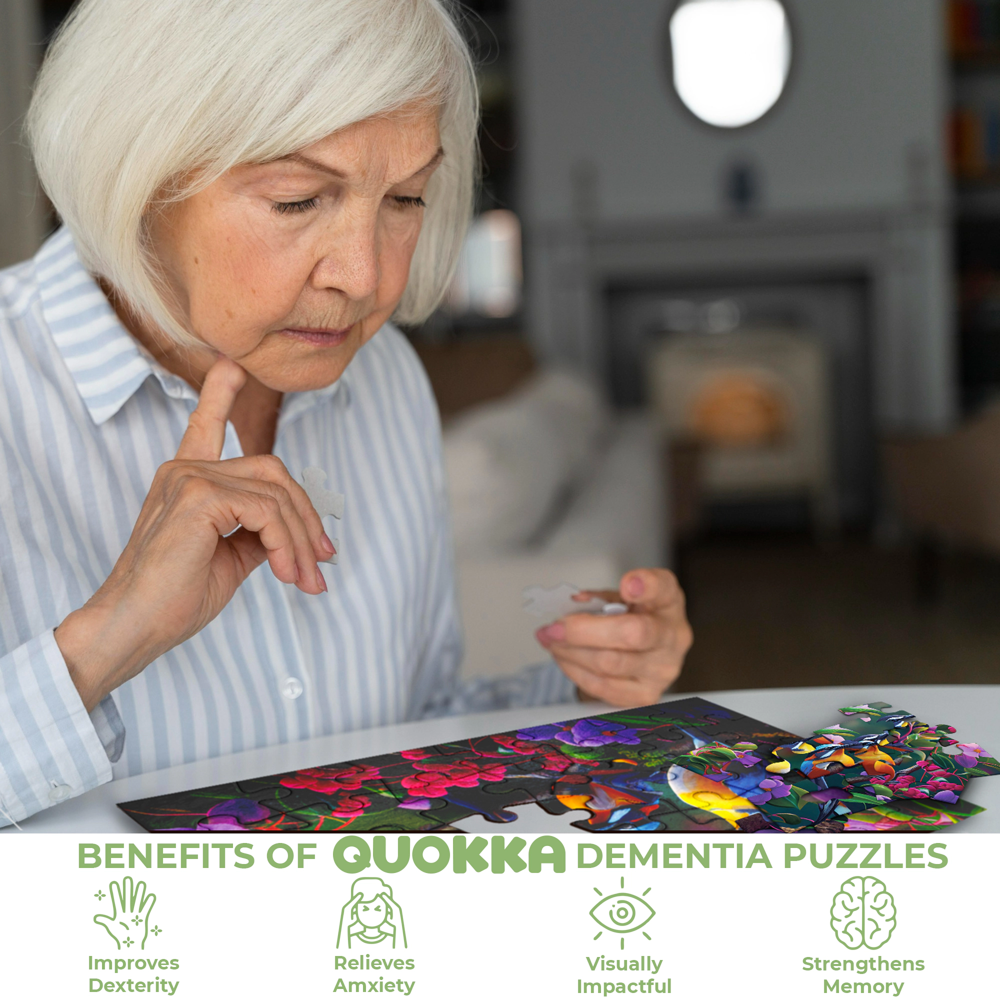 QUOKKA Dementia Jigsaw Puzzles for Seniors, Large Piece Cognitive Adults, Animals & Nature