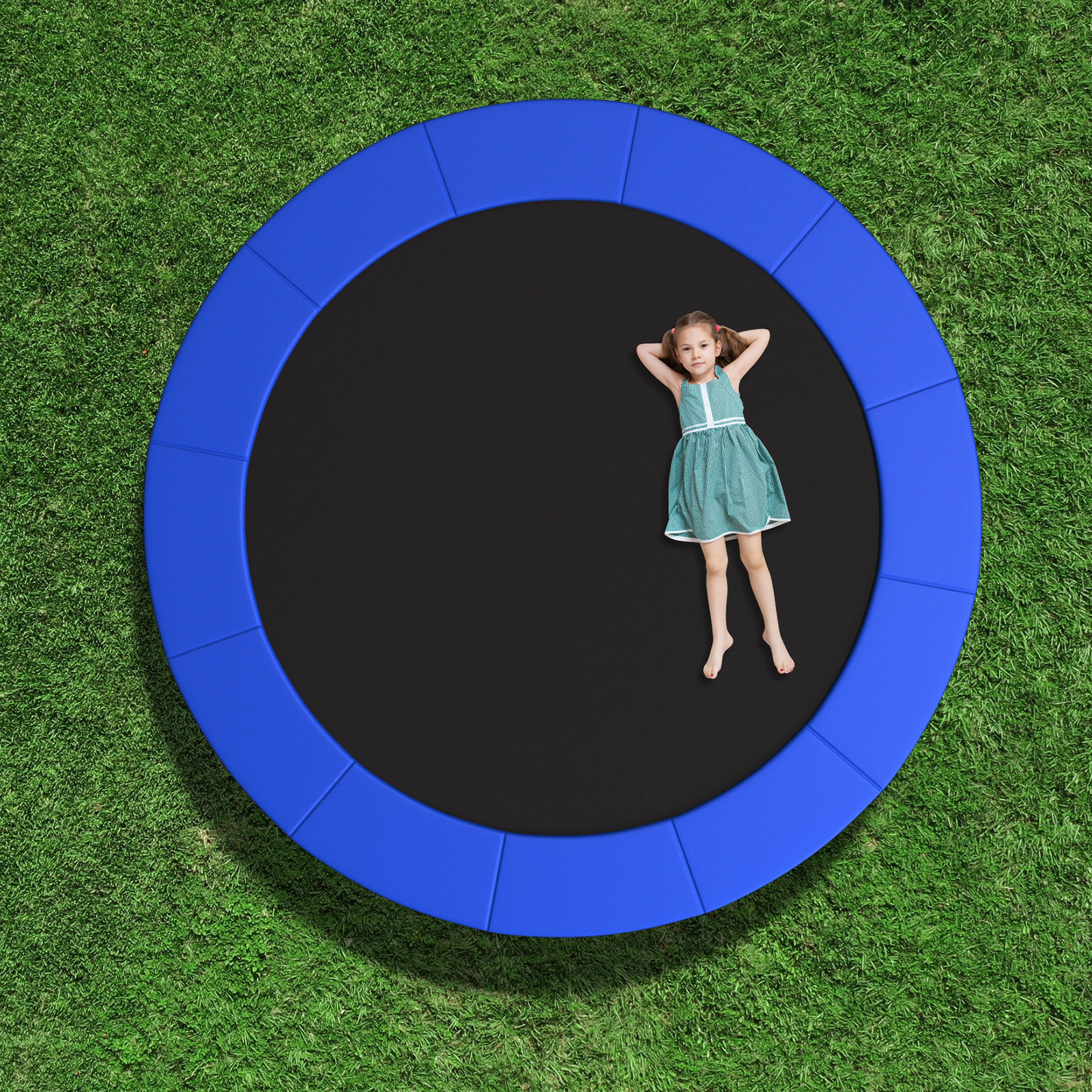 SUGIFT Waterproof PVC Trampoline Safety Pad for 8-ft Frame with 0.6-in Foam and Fixing Straps Blue