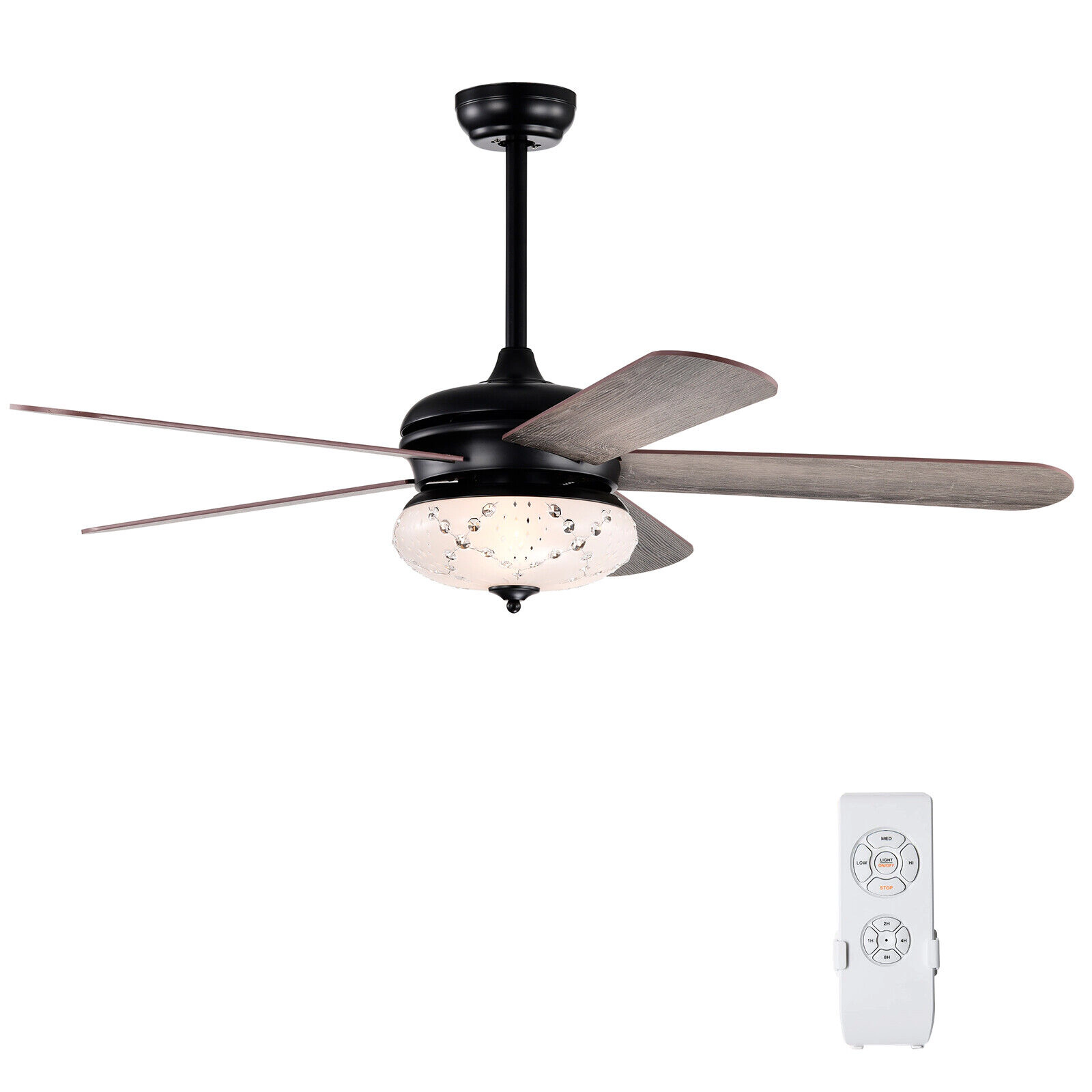SUGIFT 52-in Retro Ceiling Fan with Remote Control 3-Speed Reversible Motor Oak Double-Faced Blades