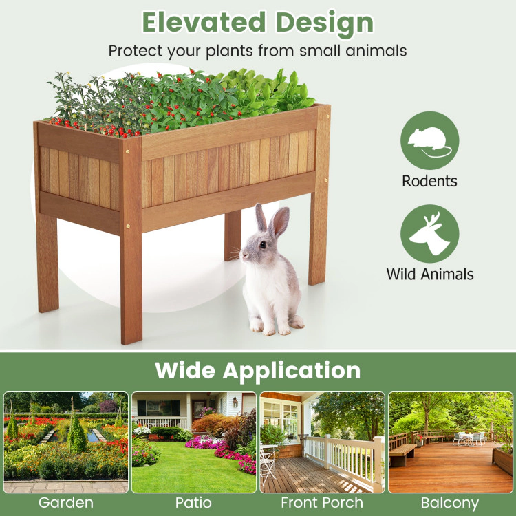 Hivvago Elevated Wooden Garden Planter Box with Legs