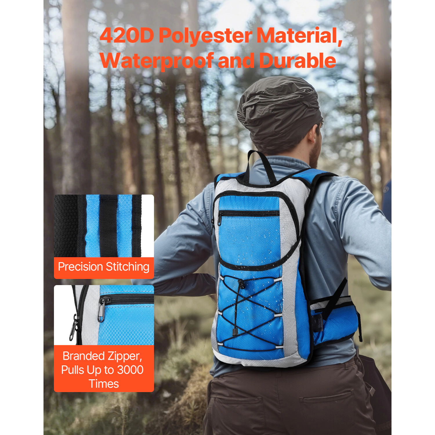 HONGGE Hydration Backpack Insulated Hydration Pack Backpack with TPU Water Bladder Hiking Water Backpack with Storage