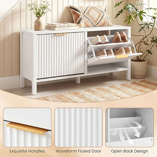 Wooden Entryway Bench with Shoe Storage