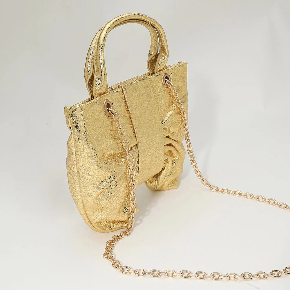 FASHNZFAB Sparkly Ruched Bow Accent Shoulder Crossbody Handbag