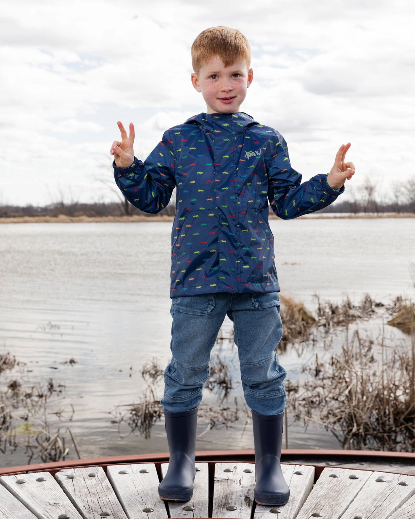 Deux par Boys Packable Windbreaker Polyester Car Print
