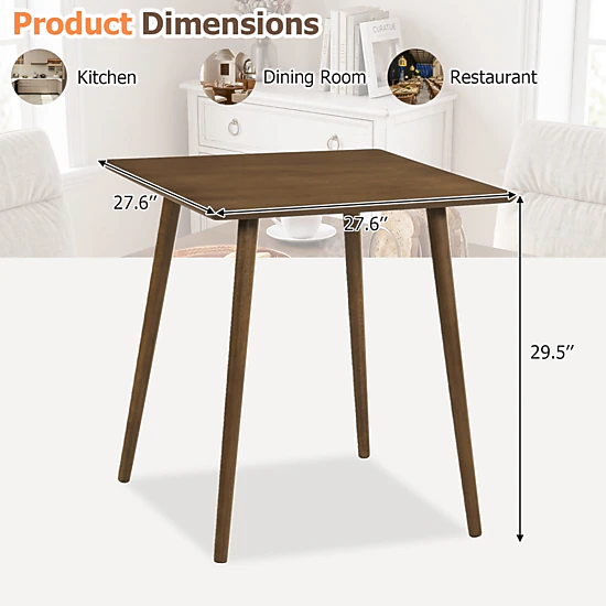 LJG 27.5 Inch Small Square Wooden Dining Table for 2-4 People Space-Saving Dining Room Table