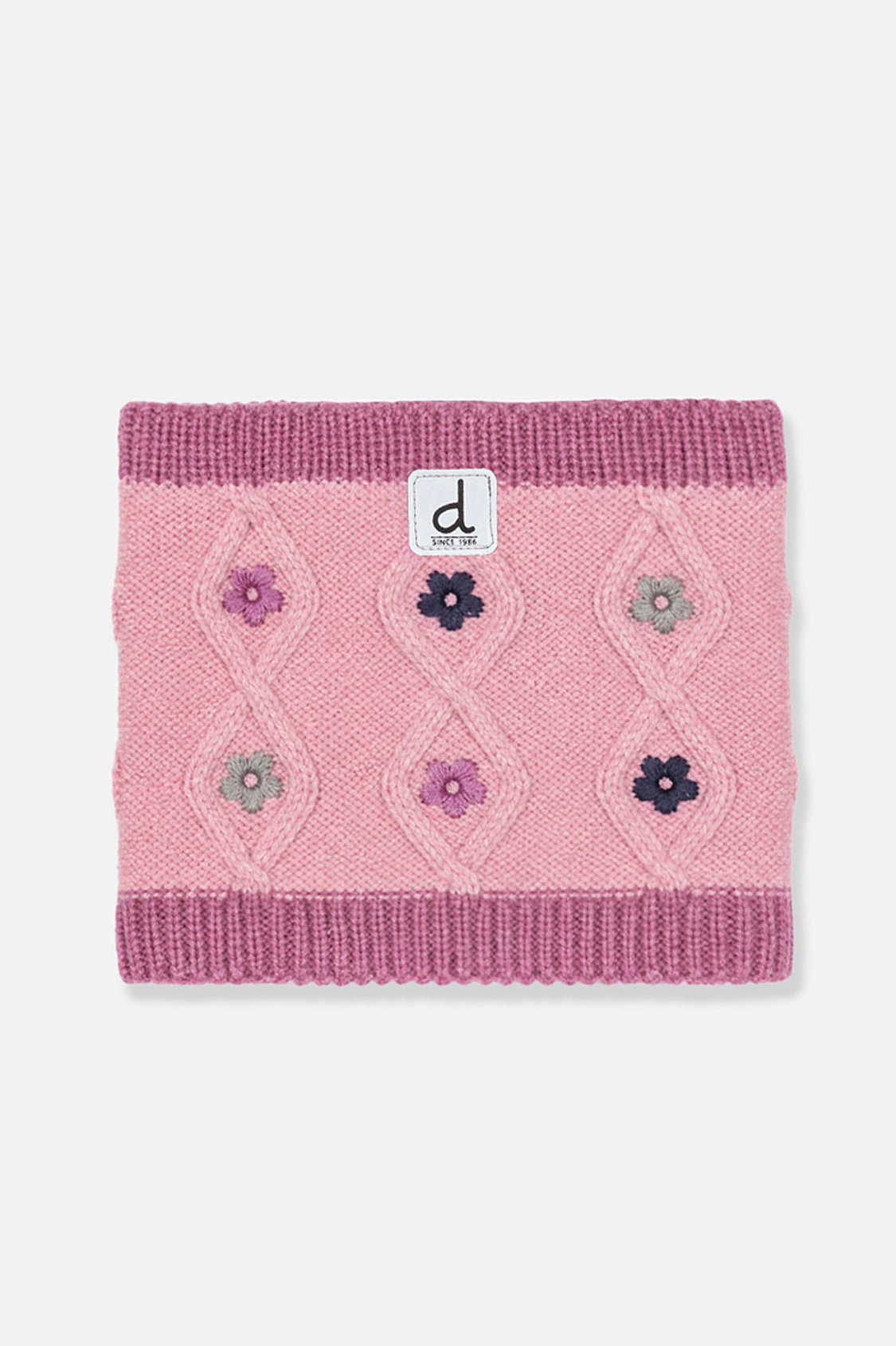 Deux par Deux Girls Embroidered Floral Winter Knit Neckwarmer 7-14 Years