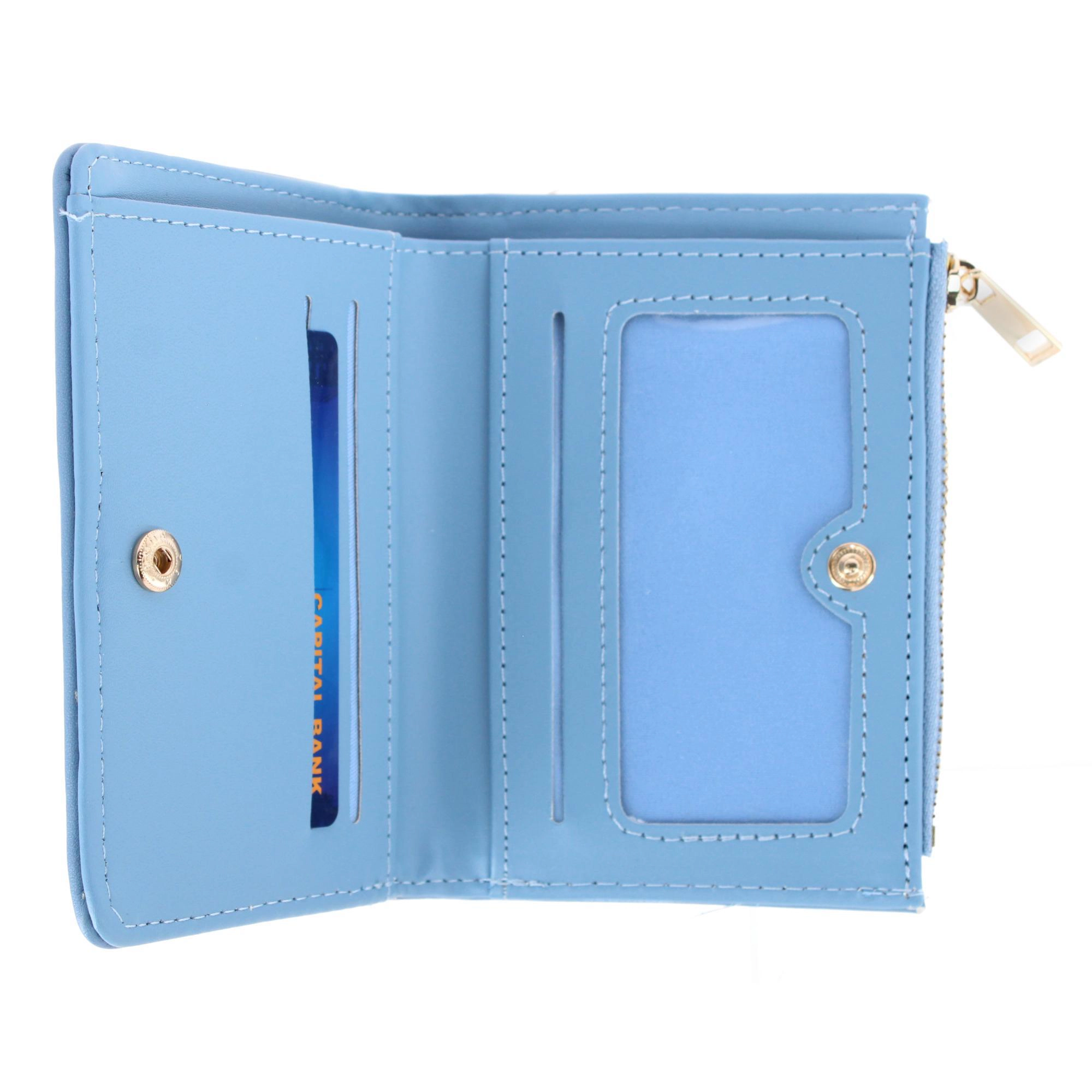 CTM Women's Premium Faux Leather Sporty Mini Coin and Card Case