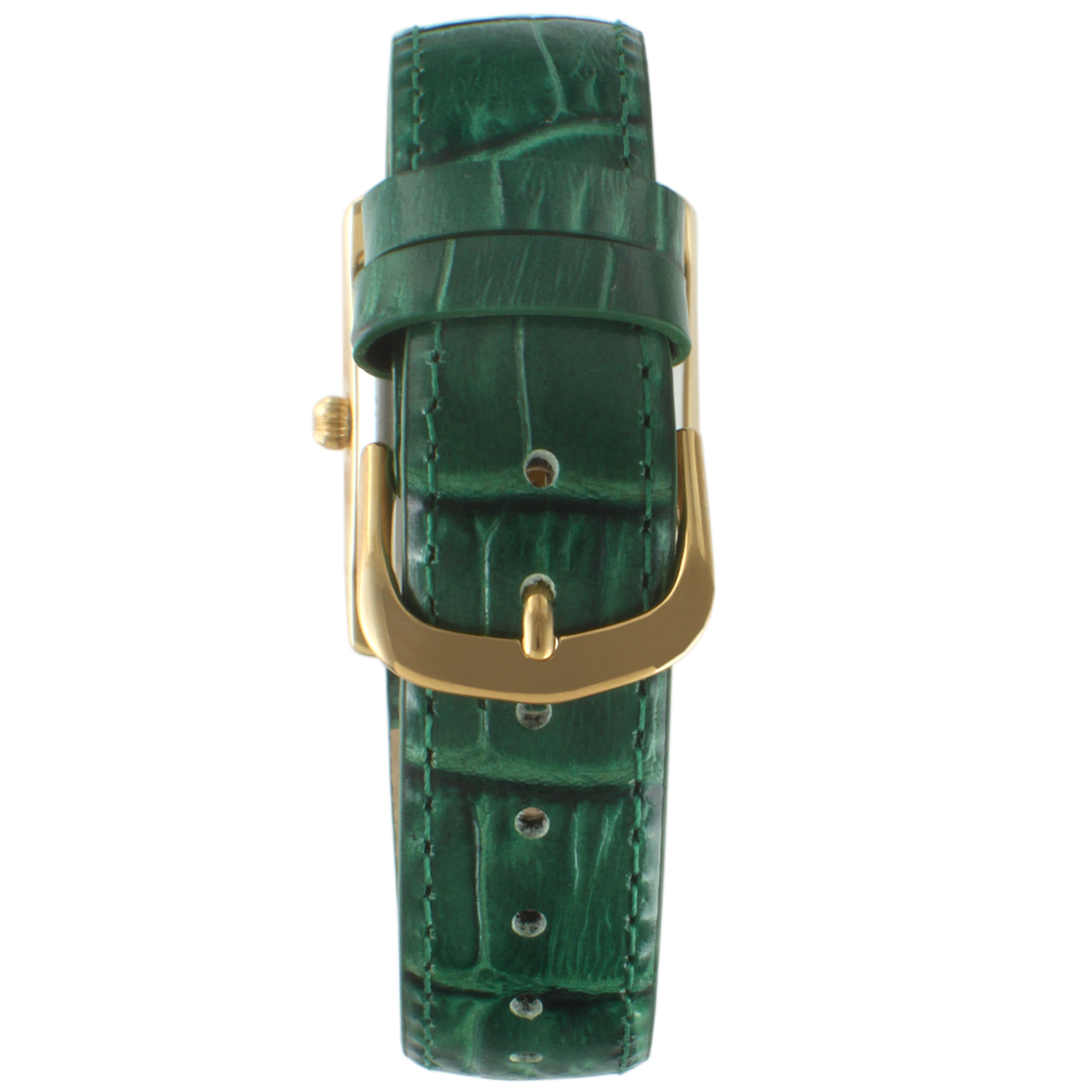 Peugeot Women's Tank Watch Roman Dial Green Leather Strap