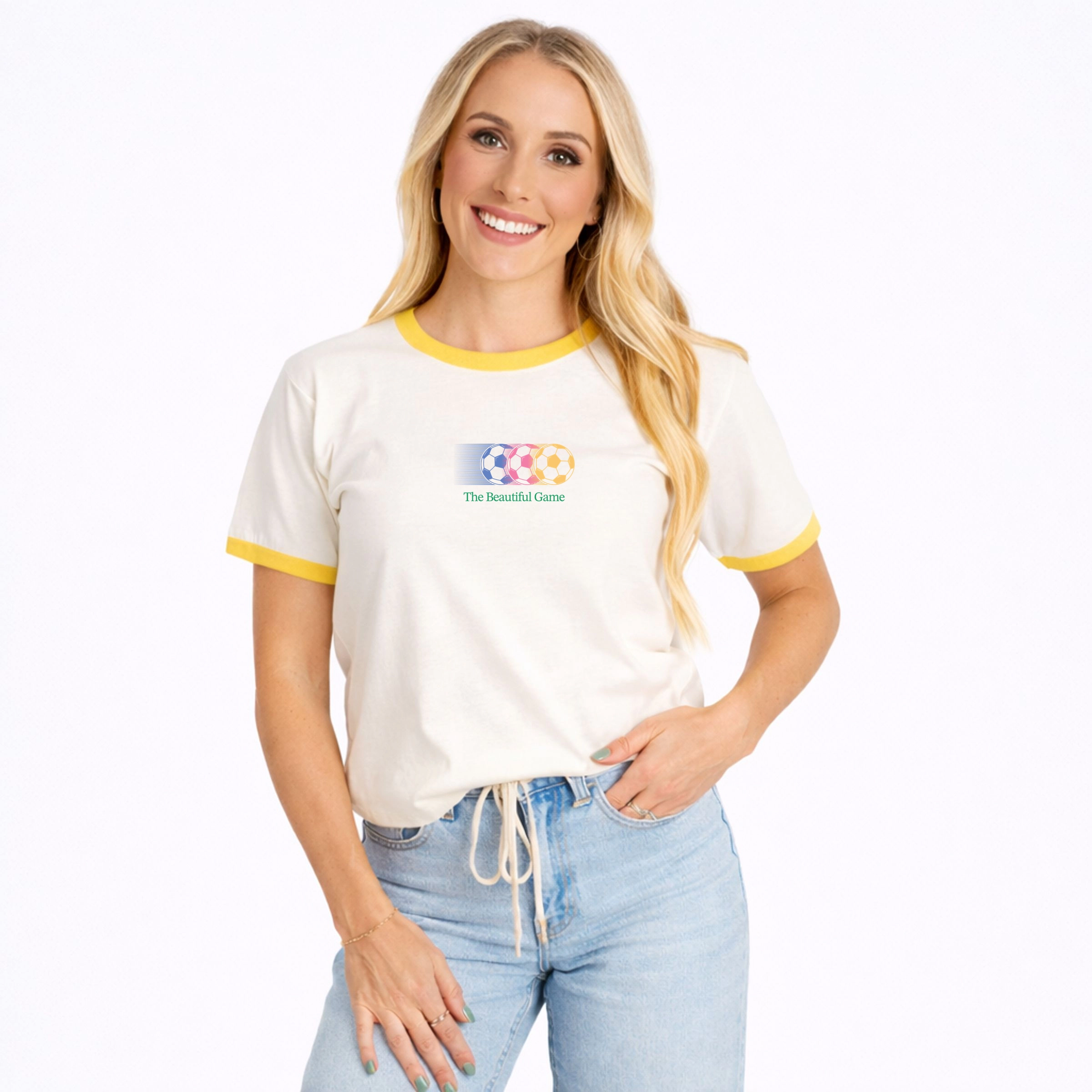 Simply Sage Market - The Beautiful Game Outline Women's Ringer Graphic T-Shirt