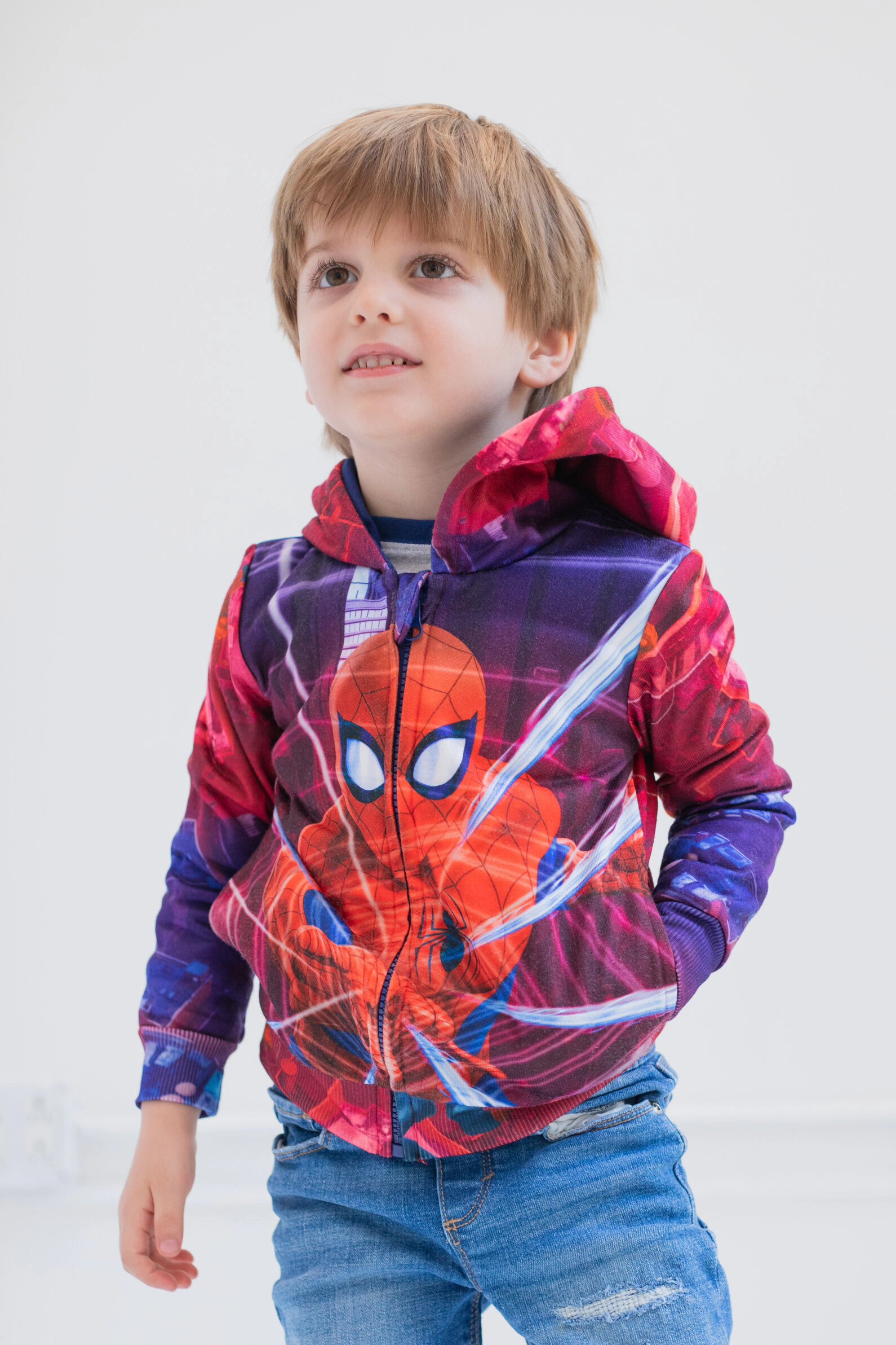 Marvel Spider-Man Boys' Zip-Up Hooded Sweatshirt