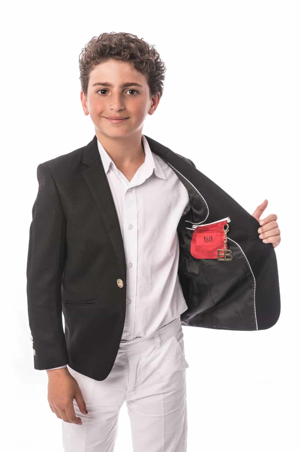Elie Balleh Boys Slim Fit Honeycomb Blazer