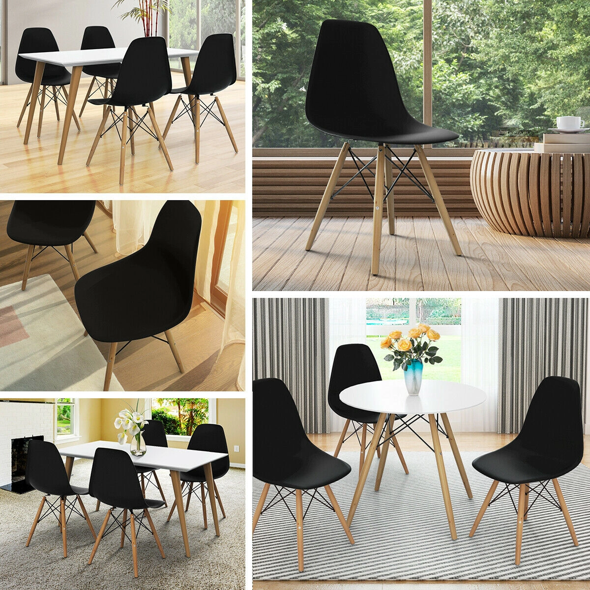LJG Set of 2 Mid-Century Modern DSW Dining Side Chair