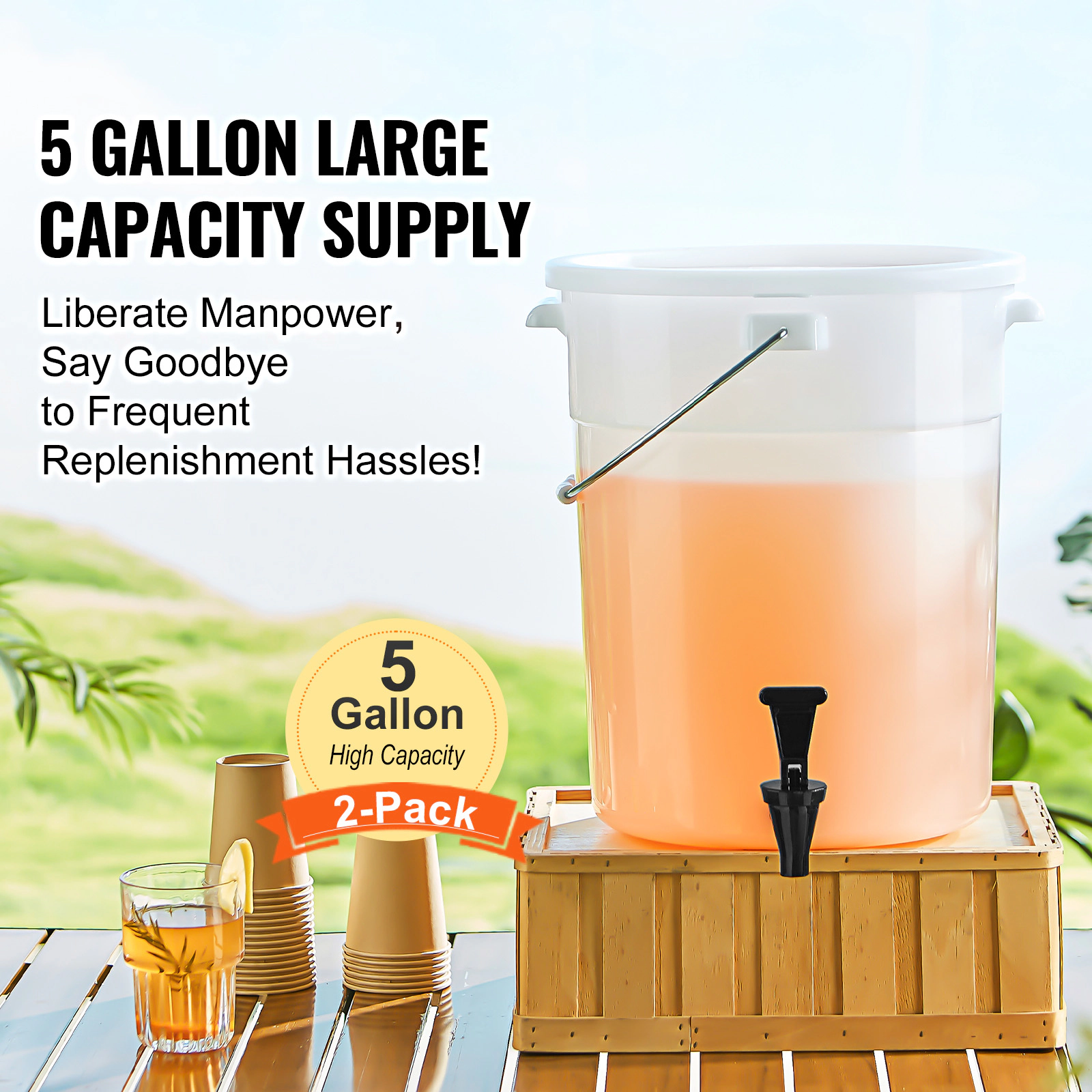 HONGGE Beverage Dispenser, Drink Dispenser for Parties, Juice with Spigot, Iced Tea Lemonade