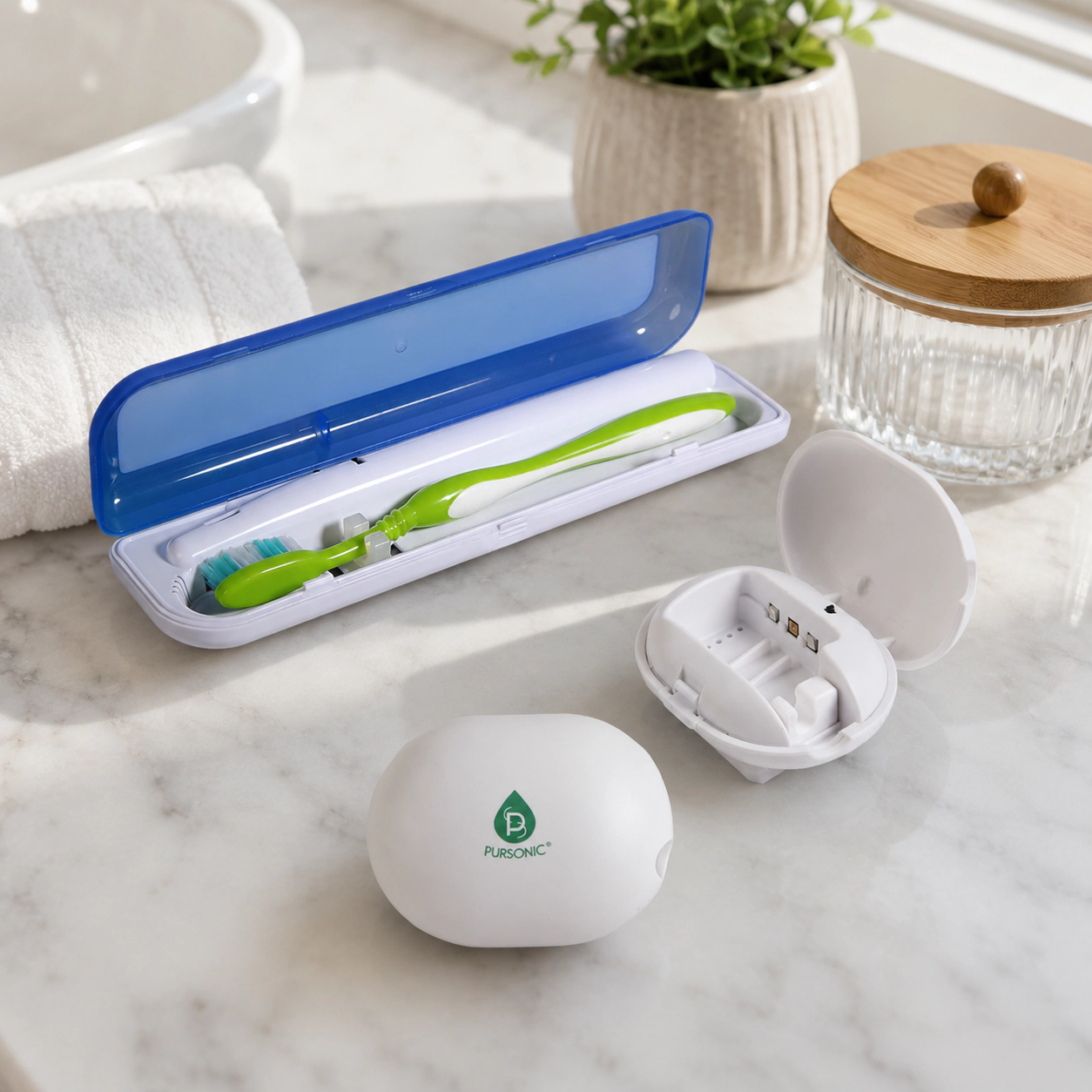 Pursonic Unisex UV Toothbrush Sanitizer Bundle – Portable UV Sterilizer & Rechargeable Toothbrush Cleaner Set