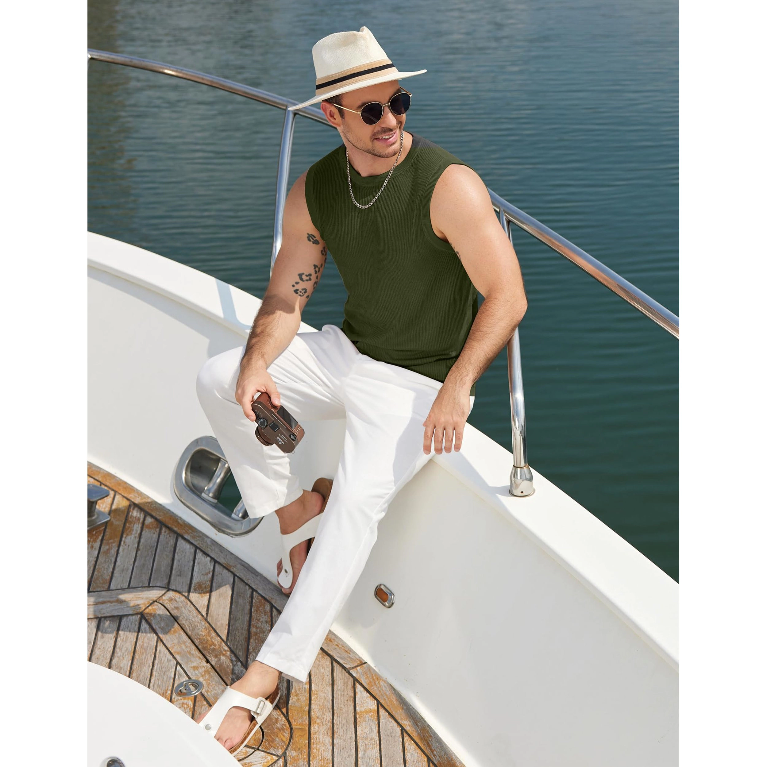 COOFANDY Men's Regular Fit Ribbed Knit Crew Neck Sleeveless Tank Top