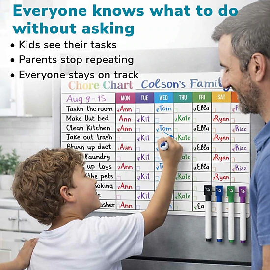 QUOKKA Magnetic Chore Chart for Kids, Behavior & Responsibility Reward Board for Toddlers & Teens