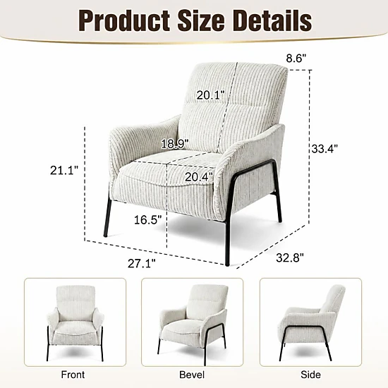 GOODSILO Comfortable Upholstered Fabric Accent Chair