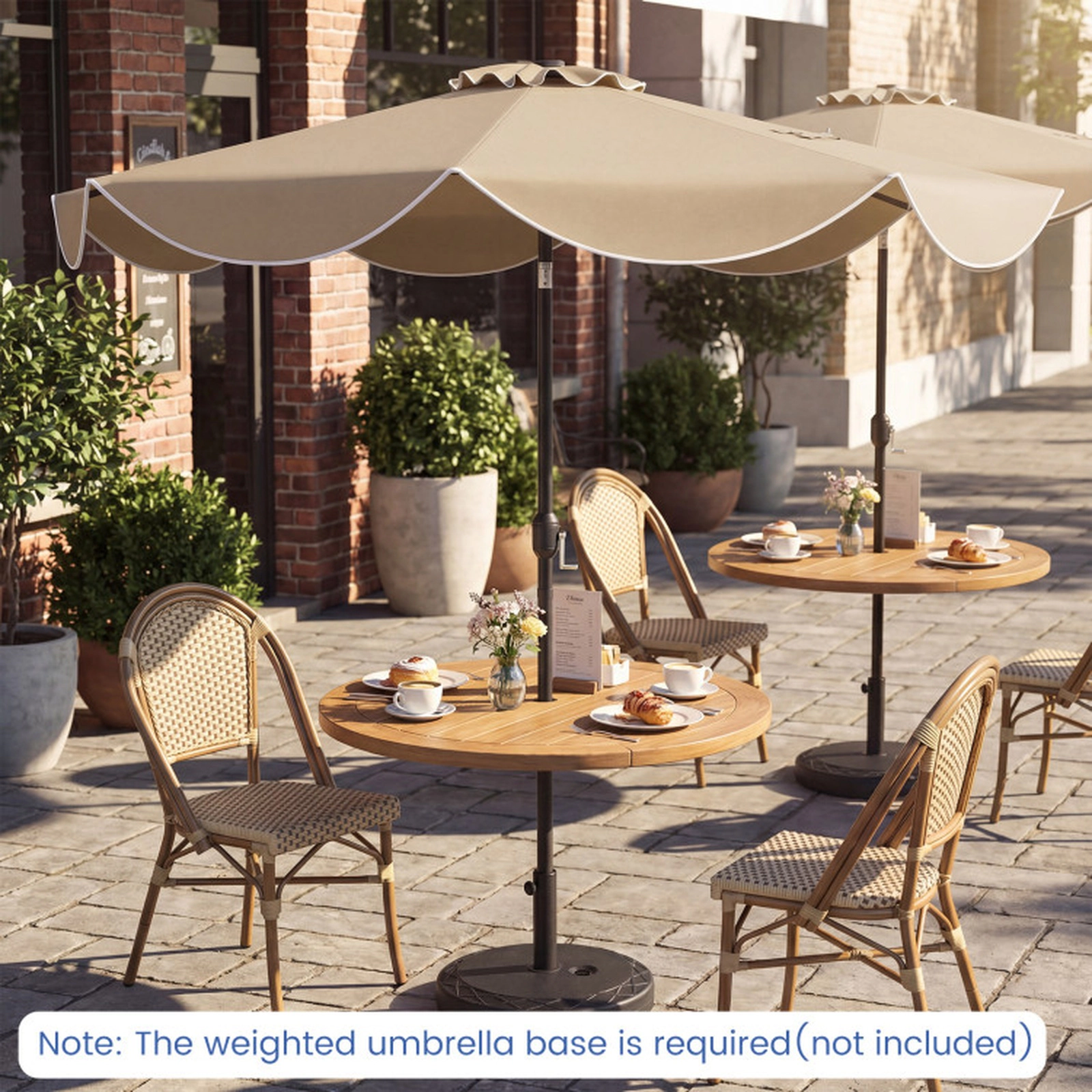SUGIFT 10-ft Tan Solar LED Patio Umbrella, 24 Lights, Crank Lift, Push-Button Tilt