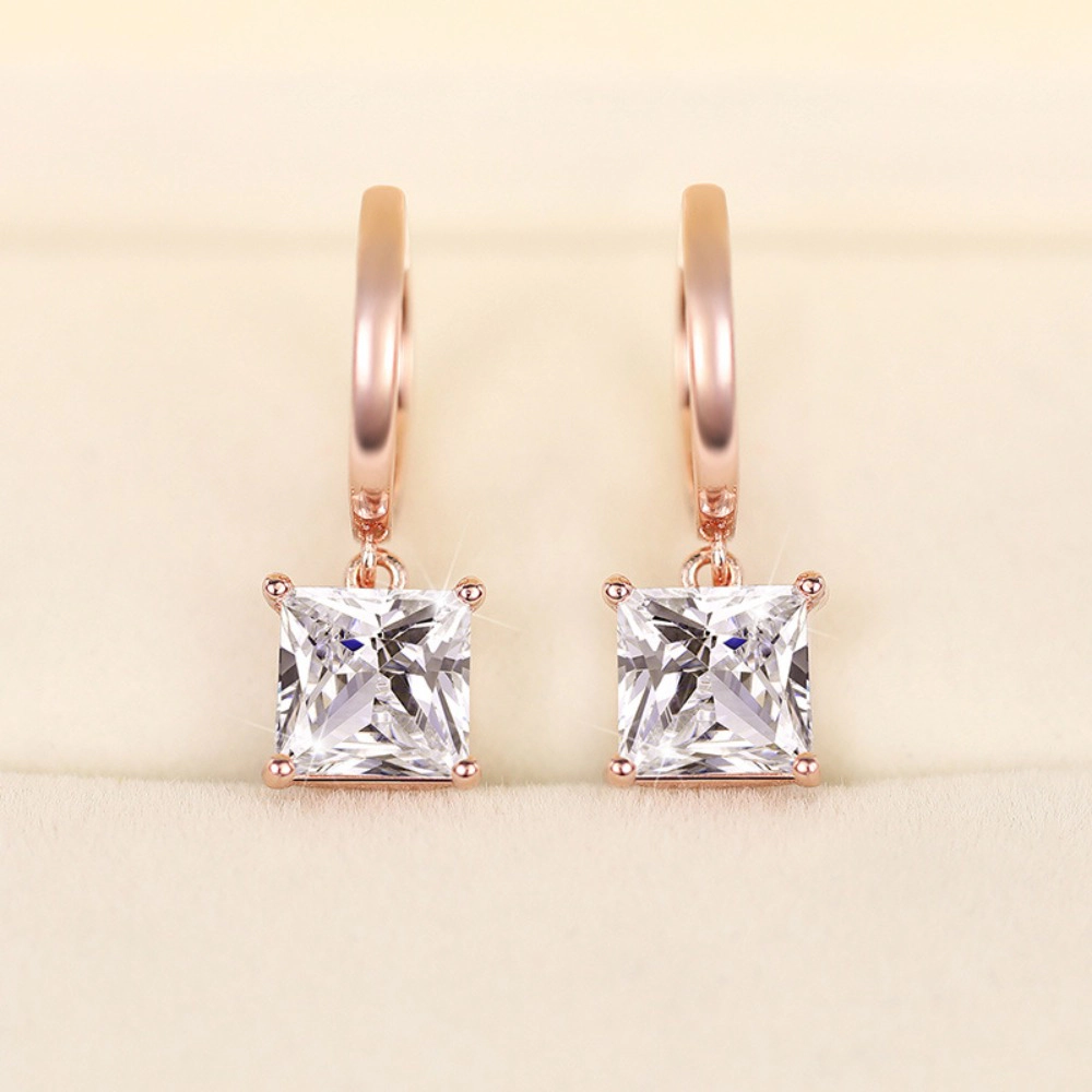 Luxury Solitaire Princess CZ Dangle Earring